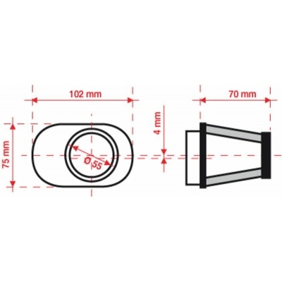 BMC Air Filter Tapered Offset-Right Ø55mm - FBPF55-70R FBPF55-70R