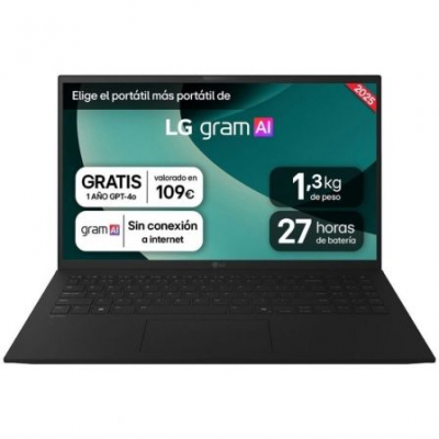 Portátil LG Gram 15ZD80T-G.AX55B Ryzen AI 5-340/ 16GB/ 512GB SSD/ 15.6/ Sin Sistema Operativo