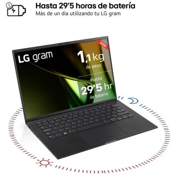 Portátil LG gram 14Z90S-G.AD78B, Intel Core Ultra 7 155H, 32 GB RAM, 1 TB SSD, Intel Arc, 14 pulgadas IPS WUXGA, Windows 11 Home, negro obsidiana - imagen 6