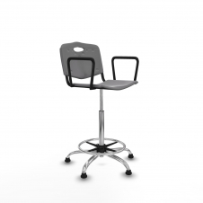 Piqueras y Crespo Taburete Robledo giratorio pl?stico gris claro brazos fijos base cromada topes