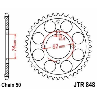 Corona JT SPROCKETS acero estándar 848 - Paso 530 JTR848.37