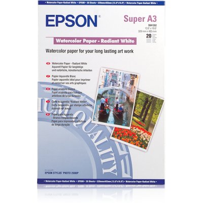 Epson GF Papel acuarela blanco, DIN A3+, 190 gr, 20 hojas