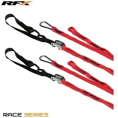 Correas de amarre RFX serie Race 1.0 (rojo/negro) con bucle adicional y clip de mosquetón FXTD3000055RD