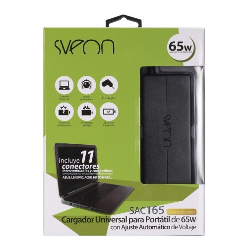 Sveon Cargador Para Portatil Hasta 65W Automatico 11 Puntas