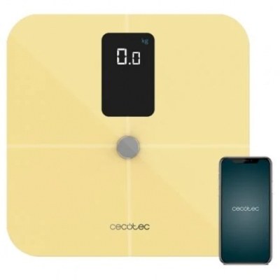 Báscula de Baño Cecotec Surface Precision 10400 Smart Healthy Vision/ Análisis Corporal/ Hasta 180kg/ Amarilla