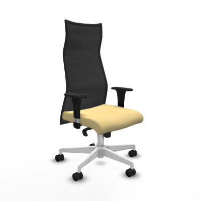 Albacete malla XL sincro malla negra similpiel crema brazos 1D base blanca ruedas 65mm nailon