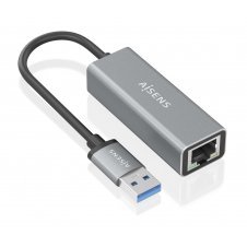 AISENS Conversor USB 3.0 a ethernet Gigabit 10/100/1000 Mbps, Gris, 15cm