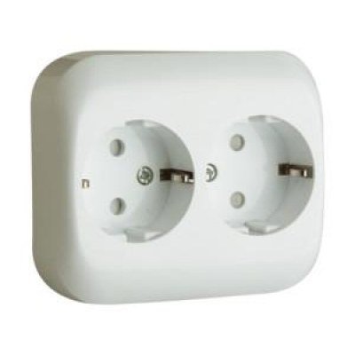 Base Enchufe Schuko Doble Empotrar BLANCO