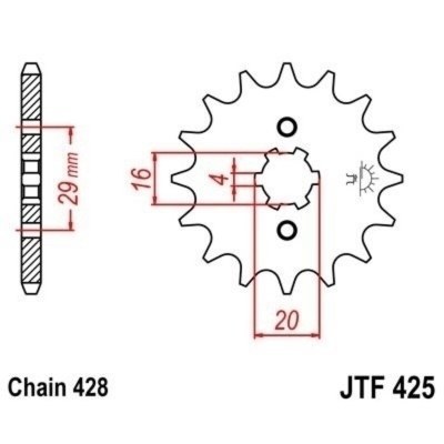 Piñon JT 425 de acero con 17 dientes JTF425.17