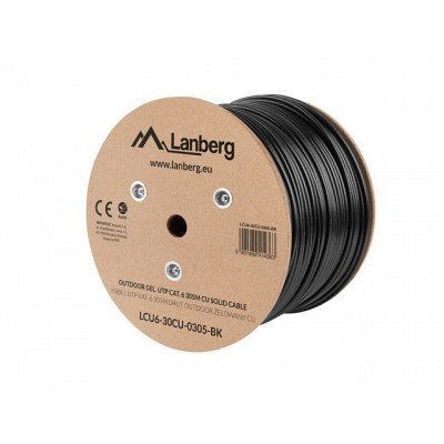 Bobina para exterior lanberg cat.6 utp rj45 cobre gel - filled fluke awg23 305m negro