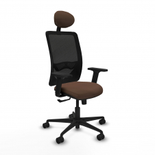 Piqueras y Crespo Zulema sincro malla negra bali marr?n oscuro brazos 2D base nailon cabecero fijo ruedas 65mm nailon