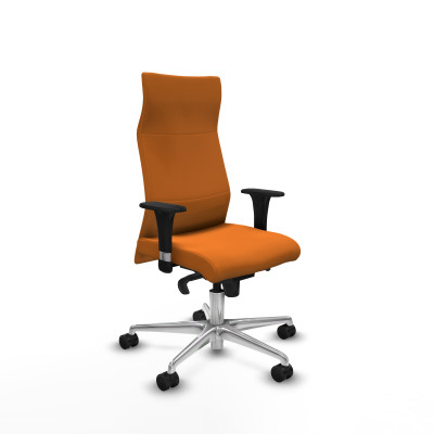 Albacete XL sincro similpiel naranja brazos 1D base aluminio ruedas 65 mm nailon