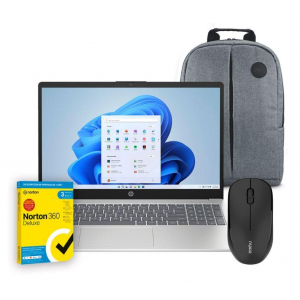 Pack ordenador portátil HP 15-FC0088NS, + mochila + ratón + antivirus Norton, AMD Ryzen 3 7320U, 8GB RAM, 256GB SSD, 15.6