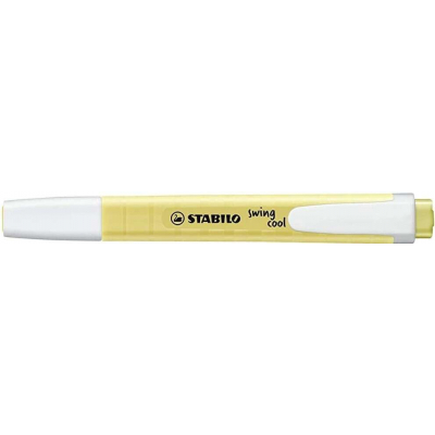 Stabilo Swing Cool Pastel Marcador Fluorescente - Cuerpo Plano - Punta Biselada - Trazo entre 1 y 4mm - Tinta con Base de Agua - Color Amarillo Cremoso