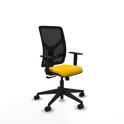 Motilla sincro malla negra bali amarillo brazos 1D base piramidal ruedas 65mm nailon