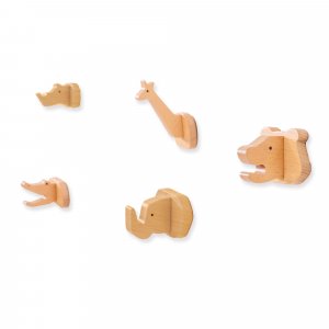 Set de 5 colgadores infantiles de animales madera · Animals H190-M9500