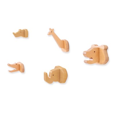 Set de 5 colgadores infantiles de animales madera · Animals H190-M9500