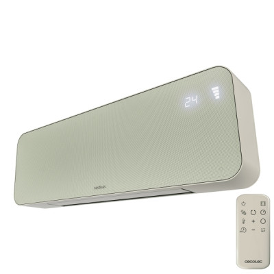 Cecotec ReadyWarm 3000 Textile Calefactor de Pared - 2000W - Pantalla LED - Incluye Accesorios - Temporizador - Apagado Automatico - Cobertura hasta 20m2 - Mando a Distancia - Color Menta
