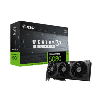 MSI VENTUS GEFORCE RTX 5080 16G 3X OC BLACK tarjeta gráfica NVIDIA 16 GB GDDR7