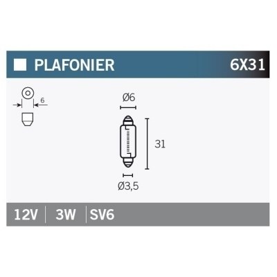 Caja de 10 lámparas SV6 SV6-12VX3W