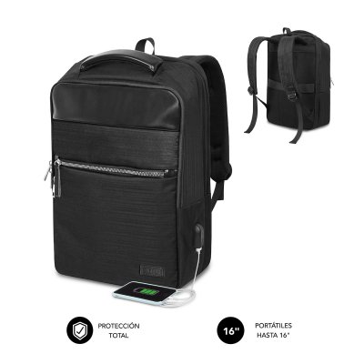 Mochila Subblim Business V2 AP Backpack para Portátiles hasta 15.6/ Puerto USB/ Negra