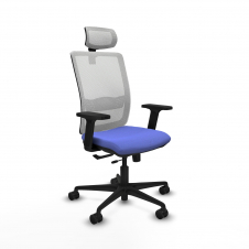 Piqueras y Crespo Haches traslack malla blanca bali azul claro brazos 2D base nailon cabecero malla 2D ruedas 65mm nailon