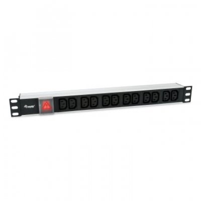 REGLETA ALIMENTACION ALUMINIO RACK 19 1U 12 TOMAS IEC C13 CON INTERRUPTOR CABLE 1.8m