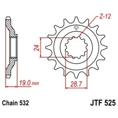 Piñon JT 525 de acero con 17 dientes JTF525.17