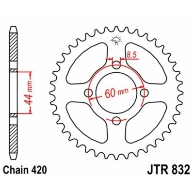 Corona JT SPROCKETS acero estándar 832 - Paso 420 JTR832.39