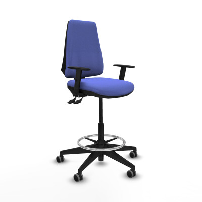 Taburete Elche AS bali azul claro brazos 1D base piramidal ruedas 65mm engomadas