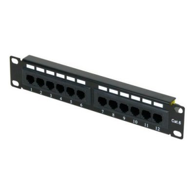 Panel de parcheo para rack 10 - 12 puertos UTP Cat6 - 1U - Negro