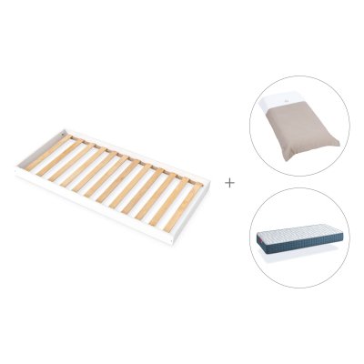Cama Montessori 90x190 cm + colchón + textil Arena · Bianca Uno