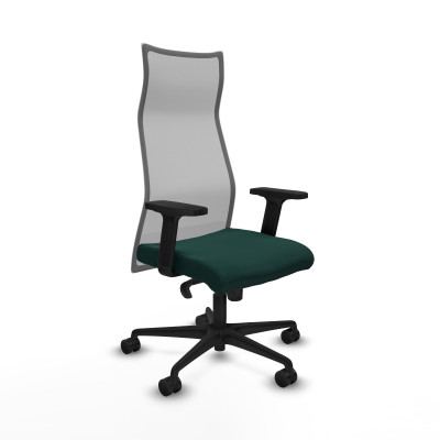 Albacete malla sincro malla gris similpiel verde botella brazos 2D base nailon ruedas 65 mm nailon