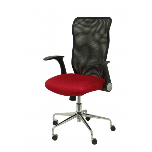 Silla Minaya respaldo malla negro asiento 3D rojo