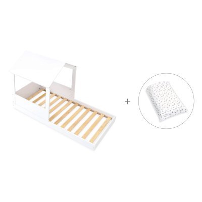 Cama-casita Montessori 90x190 cm + textil Natura · Bianca Tre