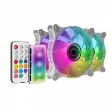 Mars Gaming MF-3DKIT Blanco Kit 3 Ventiladores ARGB 360º 12cm Espejo Infinito 3D Sistema Anti-vibraciones Controlador ARGB Mando a Distancia RF Compa