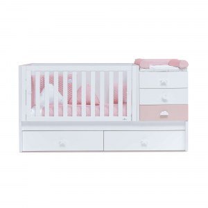 Cuna convertible con cajones inferiores · SERO BUBBLE Flamingo · Alondra