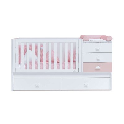 Cuna convertible con cajones inferiores · SERO BUBBLE Flamingo · Alondra