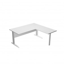 Mesa Presto ArtExport pata metal 160 blanco haya ala lateral 79x60