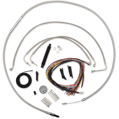 Kit completo de cable de manillar/línea de freno en acero inoxidable trenzado LA CHOPPERS LA-8012KT2-16