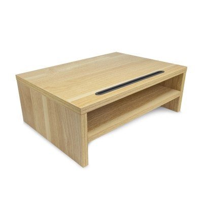 Soporte elevador mesa monitor portatil phoenix madera varias posicióne organizador de cables color madera natural
