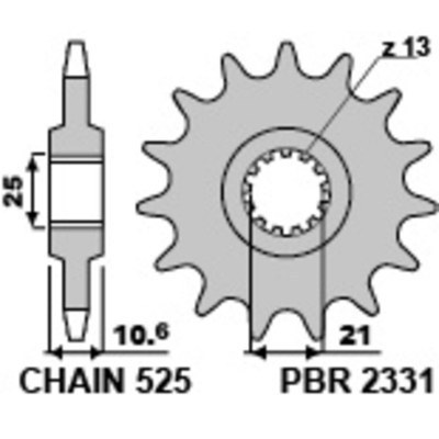 Piñón PBR acero 14 dientes Benelli TRK502 2331 14 18NC