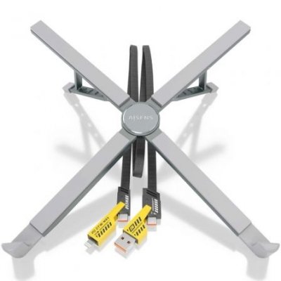 Soporte de Mesa Aisens ASUC-4P021-GR | 2xUSB | 1xUSB Tipo-C | 1xUSB Tipo-C PD | Gris