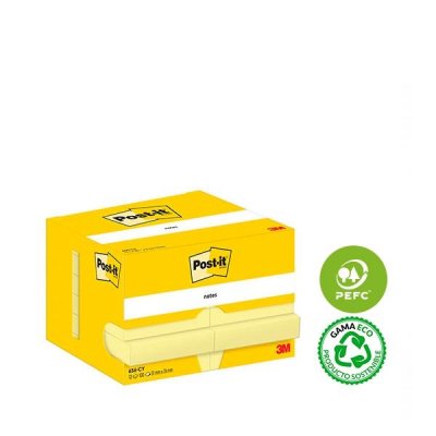 POST-IT PACK 12 BLOC NOTAS ADHESIVAS 51X76MM 100H AMARILLO