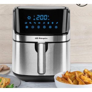Freidora de aire Orbegozo FDR67, 5.5 litros, 1700W, sin aceite, inox