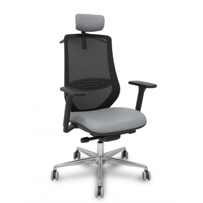 Silla Mardos traslack malla negra similpiel gris brazo 3D cabecero perchero