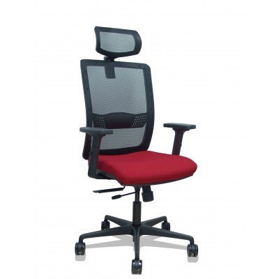 Silla Haches traslack malla negra asiento bali granate brazos 2D ruedas 65mm cabecero regulable