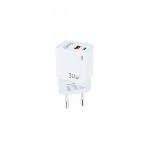 TooQ Cargador de Pared GaN USB-C/PD + USB-A/QC 30W
