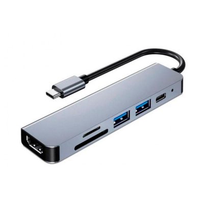 Docking USB Tipo-C 3GO HUB3UCRH4K/ 3xUSB/ 1xUSB Tipo-C/ 1xHDMI/ 1xLector tarjetas/ Gris
