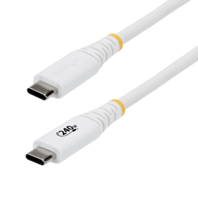 Cable de Carga USB-C Reforzado 1m - Cable Tipo C - PD 240W EPR 5A - USB 2.0 para Portátil - Duradero y Ultraflexible - Blanco - Certificado USB-IF